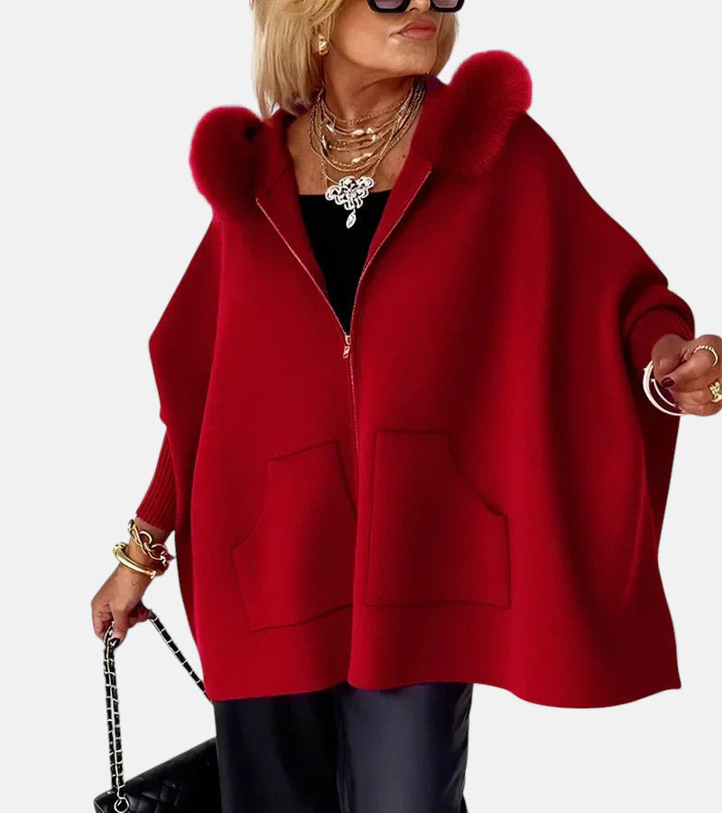 ARABELLE | CASUAL HOODED COAT WITH FUR COLLAR